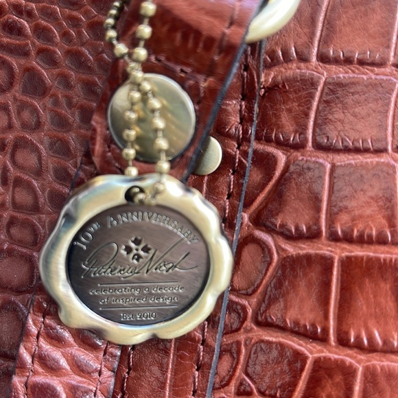 Patricia Nash Leather Croc Embossed Benvenuto Tote British Tan - Picture 5 of 12